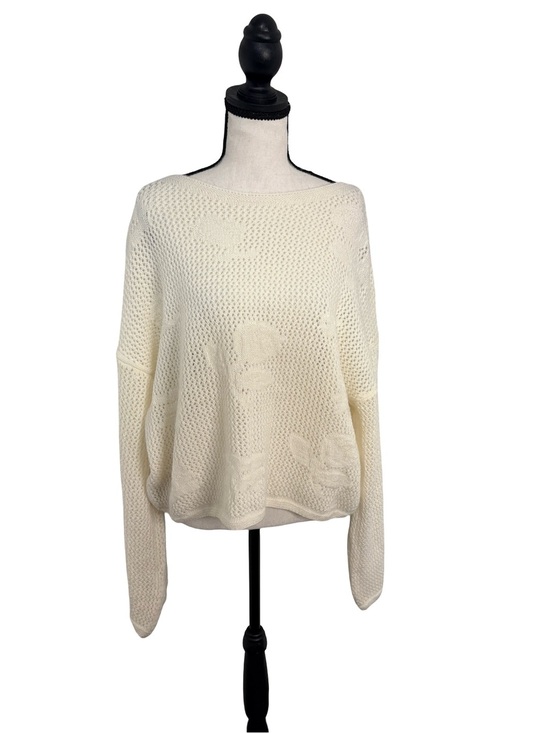 Only Sweaters - ONLY Oversized Floral Knit Sweater NWT XXL Cream Cozy‎ Pullover